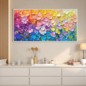 Large Modern Textured Abstract Canvas Wall Art | Creative Colorful Scenery Painting for Interior Decor