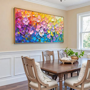 Large Modern Textured Abstract Canvas Wall Art | Creative Colorful Scenery Painting for Interior Decor