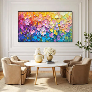 Large Modern Textured Abstract Canvas Wall Art | Creative Colorful Scenery Painting for Interior Decor