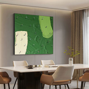 Large Green Figurative Landscape Canvas Wall Art Modern Contemporary Painting for Interior Decor