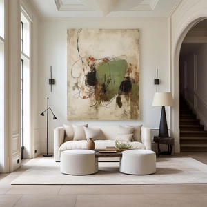 Large Abstract Wabi-sabi Canvas Wall Art Modern Textured Earth Tone Painting for Interior Decor
