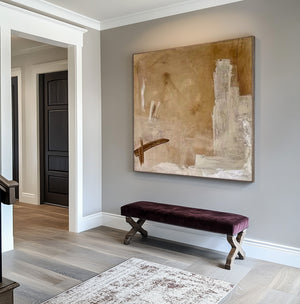 Large Neutral Abstract Oil Painting Modern Beige Canvas Wall Art for Living Room Decor