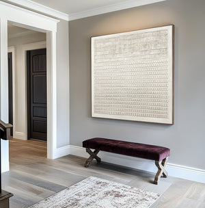 Large Minimalist Textured Linear Grid Canvas Wall Art Textured Painting for Entryway & Study Decor