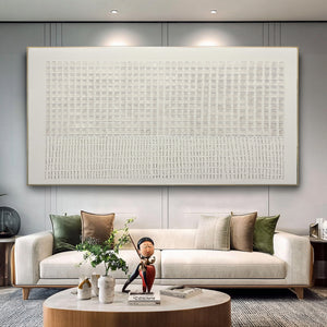 Large Horizontal Textured Oil Painting on Canvas Modern Neutral Wall Art for Living Room Decor