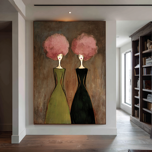 Large Abstract Figure Oil Painting Hand Painted Canvas Wall Art for Contemporary Living Room Decor