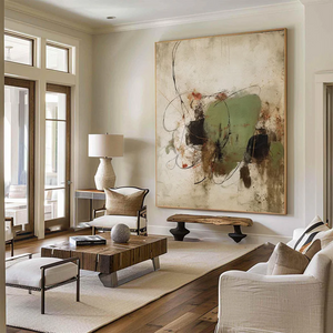 Large Abstract Wabi-sabi Canvas Wall Art Modern Textured Earth Tone Painting for Interior Decor