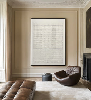 Large Vertical Textured Oil Painting on Canvas Modern Neutral Wall Art for Entryway Decor