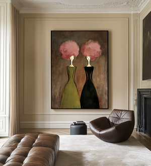 Large Abstract Figure Oil Painting Hand Painted Canvas Wall Art for Contemporary Living Room Decor