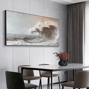 Large Coastal Ocean Wave Canvas Wall Art Contemporary Seascape Painting for Home Decor