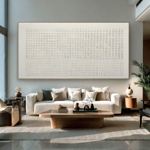 Large Horizontal Textured Oil Painting on Canvas Modern Neutral Wall Art for Living Room Decor