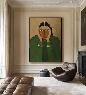 Large Abstract Portrait Oil Painting Hand Painted Canvas Wall Art for Modern Home Interior Decor