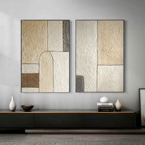 Large Minimalist Textured Arch Canvas Wall Art (Set of 2) Textured Painting for Entryway & Study Decor