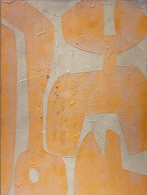 Large Geometric Oil Painting - Modern Orange Abstract Canvas Art Hand Painted for Living Room Decor