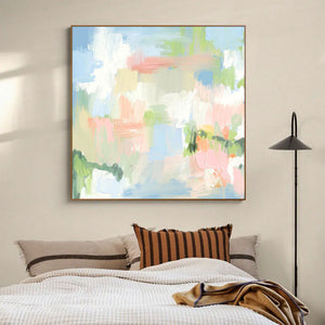 Large Modern Colorful Abstract Canvas Wall Art Pastel Painting for Contemporary Home Decor