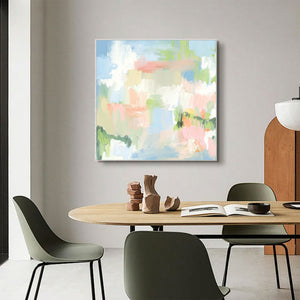 Large Modern Colorful Abstract Canvas Wall Art Pastel Painting for Contemporary Home Decor