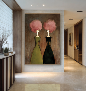 Large Abstract Figure Oil Painting Hand Painted Canvas Wall Art for Contemporary Living Room Decor
