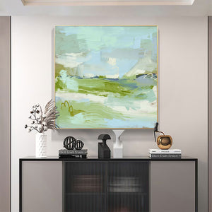 Large Mint Green Abstract Mountain Wall Art #VRA 107