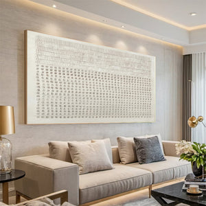 Large Minimalist Textured Dot Grid Canvas Wall Art Textured Painting for Entryway & Bedroom Decor