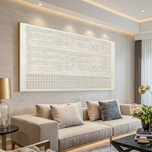 Large Horizontal 3D Textured Wave & Square Canvas Wall Art Coastal Minimalist Art for Living Room Decor