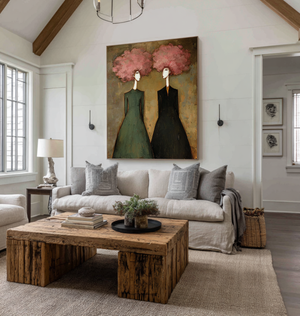 Large Abstract Floral Oil Painting Hand Painted Canvas Wall Art for Entryway Living Room Statement Decor