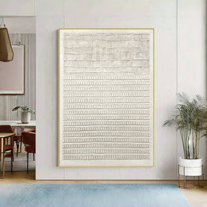 Large Contemporary Relief Linear Textured Canvas Wall Art Light Luxury Neutral Art for Home & Gallery Decor