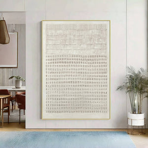Large Vertical 3D Textured Line & Dot Canvas Wall Art Minimalist Neutral Art for Living Room Decor