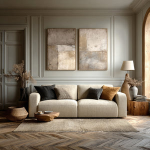Large Contemporary Abstract Weathered Texture Canvas Wall Art (Set of 2) Light Luxury Canvas Art for Home & Gallery Decor