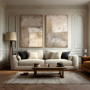 Large Contemporary Abstract Weathered Texture Canvas Wall Art (Set of 2) Light Luxury Canvas Art for Home & Gallery Decor