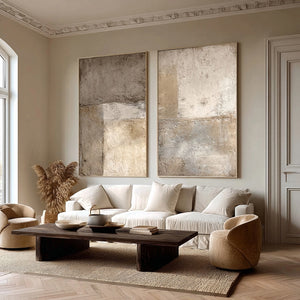 Large Contemporary Abstract Weathered Texture Canvas Wall Art (Set of 2) Light Luxury Canvas Art for Home & Gallery Decor