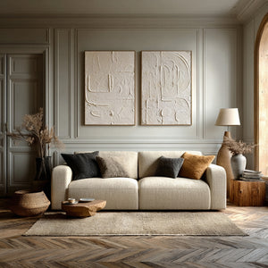 Large Set of 2 3D Textured Abstract Canvas Wall Art Wabi-Sabi Canvas Art for Living Room Decor