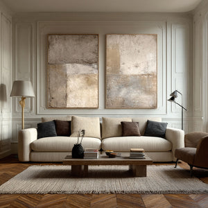 Large Contemporary Abstract Weathered Texture Canvas Wall Art (Set of 2) Light Luxury Canvas Art for Home & Gallery Decor