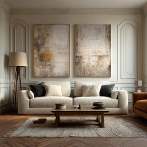 Large Neutral Abstract Textured Canvas Wall Art #VRA 190