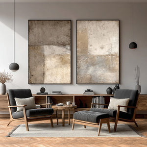 Large Contemporary Abstract Weathered Texture Canvas Wall Art (Set of 2) Light Luxury Canvas Art for Home & Gallery Decor