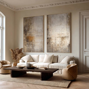 Large Neutral Abstract Textured Canvas Wall Art #VRA 190