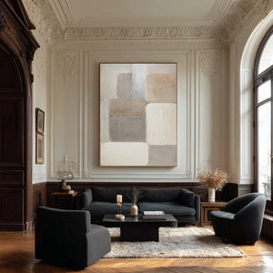 Large Contemporary Minimalist Geometric Textured Oil Painting Light Luxury Canvas Art for Home & Gallery Decor