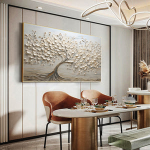 Large Wabi-Sabi Textured Tree of Life Canvas Wall Art Textured Oil Painting for Bedroom & Entryway Decor