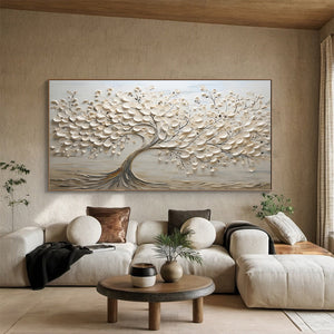 Large Wabi-Sabi Textured Tree of Life Canvas Wall Art #VRA 160