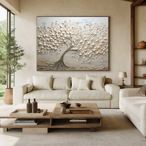 Large Wabi-Sabi Textured Tree of Life Canvas Wall Art #VRA 160