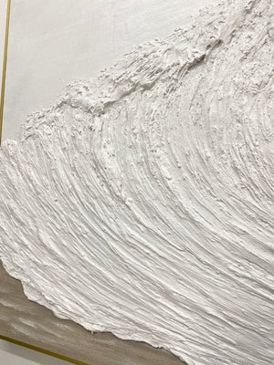Large 3D Textured Ocean Wave Hand-Painted Oil Painting Minimalist White Canvas Wall Art for Living Room Decor