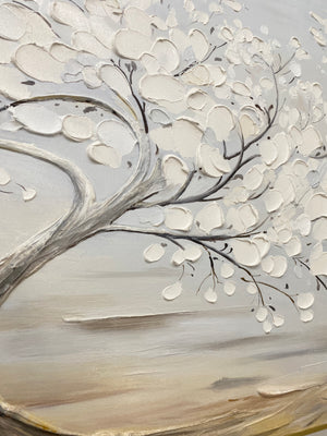 Large Wabi-Sabi Textured Tree of Life Canvas Wall Art Textured Oil Painting for Bedroom & Entryway Decor