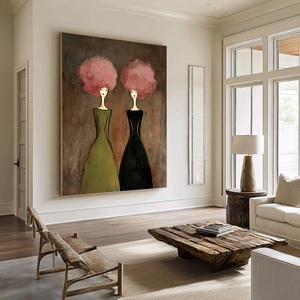 Large Abstract Figure Oil Painting Hand Painted Canvas Wall Art for Contemporary Living Room Decor
