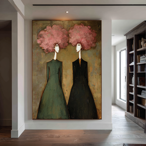 Large Abstract Floral Oil Painting Hand Painted Canvas Wall Art for Entryway Living Room Statement Decor