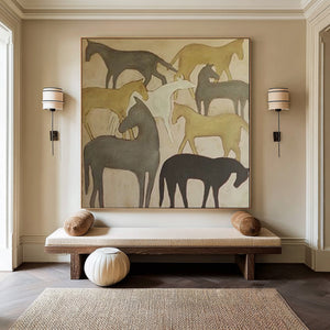 Large Abstract Horse Canvas Wall Art Modern Animal Painting for Interior Decor