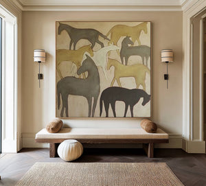 Large Abstract Horse Canvas Wall Art Modern Animal Painting for Interior Decor