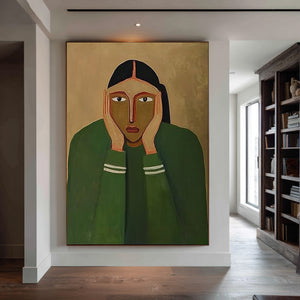 Large Abstract Portrait Oil Painting Hand Painted Canvas Wall Art for Modern Home Interior Decor