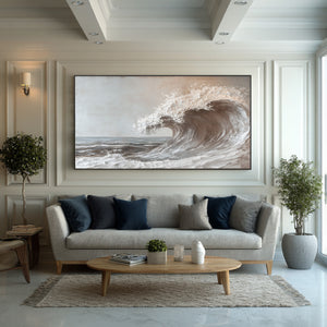 Large Coastal Ocean Wave Canvas Wall Art Contemporary Seascape Painting for Home Decor