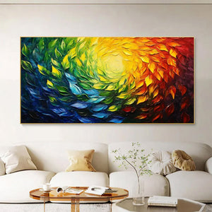 Large Modern Textured Abstract Canvas Wall Art | Creative Colorful Scenery Painting for Interior Decor