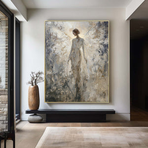 Large Contemporary Abstract Angel Textured Oil Painting Light Luxury Canvas Art for Home & Gallery Decor