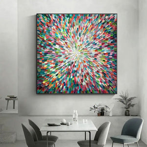 Large Contemporary Organic Colorful Canvas Wall Art Luxury Hand-Painted Textured Art for Home