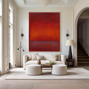 Large Contemporary Red & Burgundy Abstract Canvas Art Rothko Inspired Painting for Interior & Gallery Decor